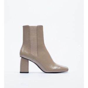 Nude Patent Leather Zara Booties (Size 6)